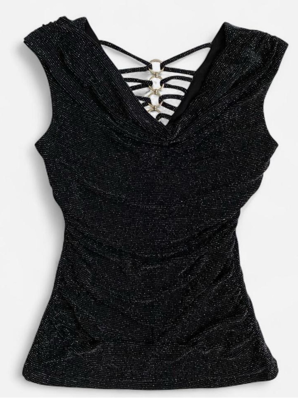Y2K sparkly black cowl neck top - Picture 2 of 9